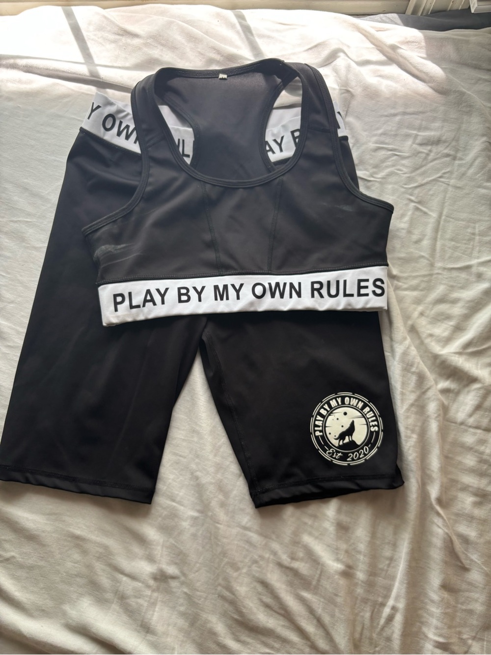 Play By My Own Rules Black Sports Bra & Biker Shorts Set - Picture 2 of 6